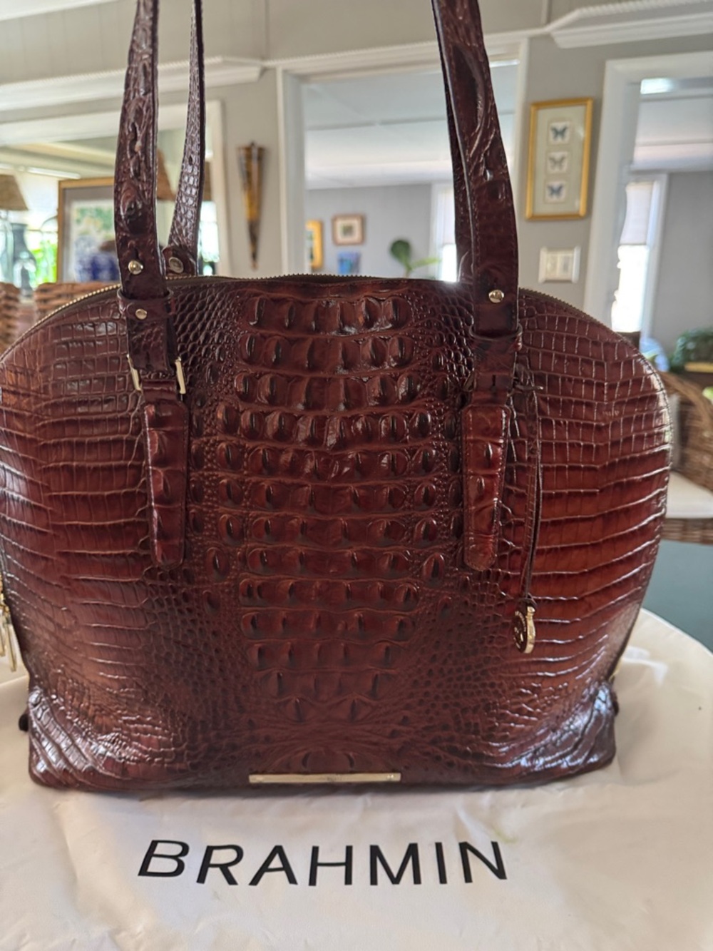 Brahmin Chestnut Croc-Embossed Large Tote. Gorgeous!